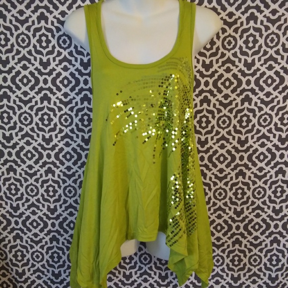 Valentine Tops - 💛Valentine green sequin strappy back tank small
